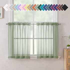 Airy Sheer Voile Curtains Set for Living Room & Bedroom