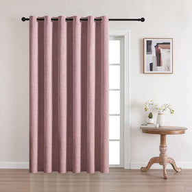 Full Blackout Faux Linen Grommet Curtains