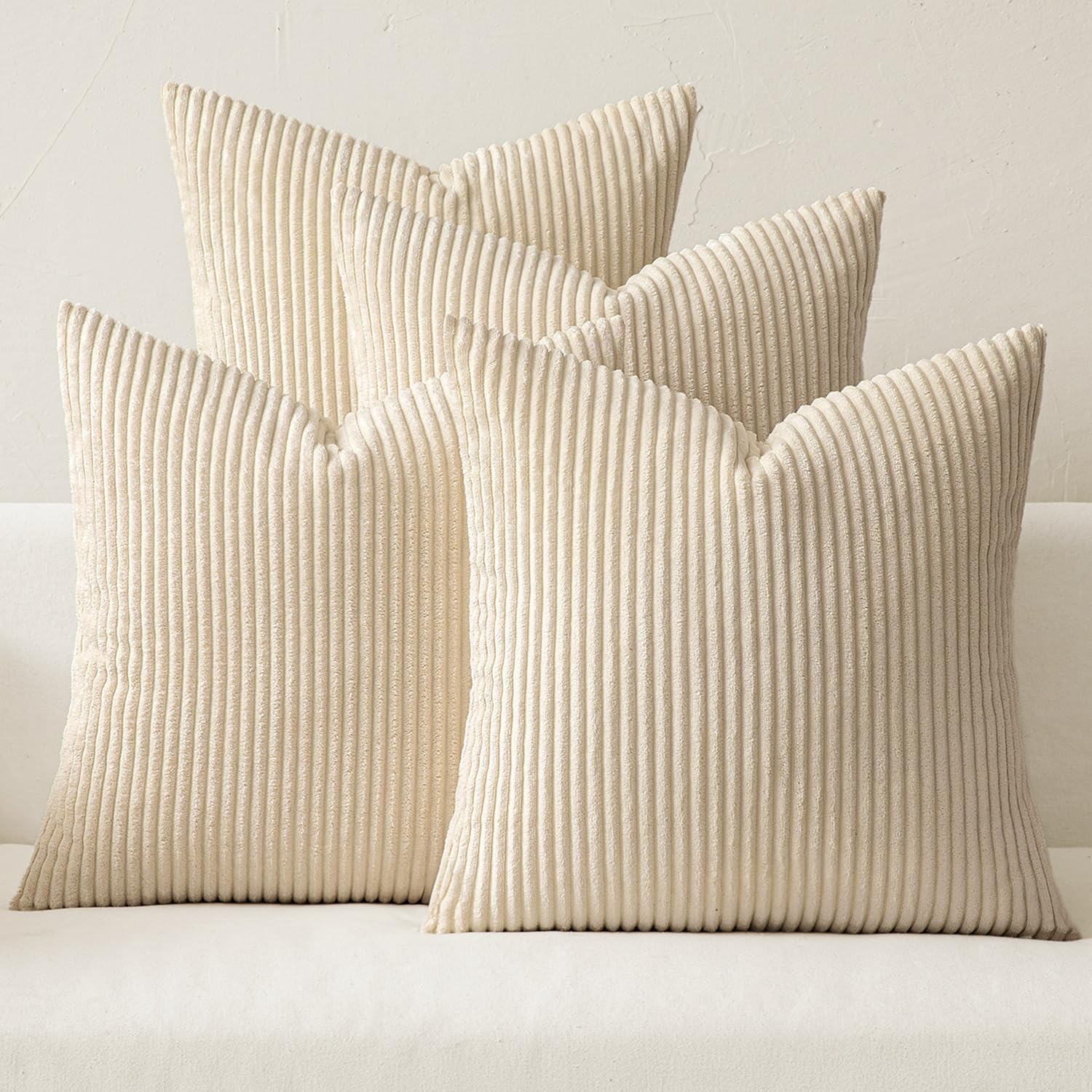 Boho Corduroy Throw Pillow Covers Set of 4