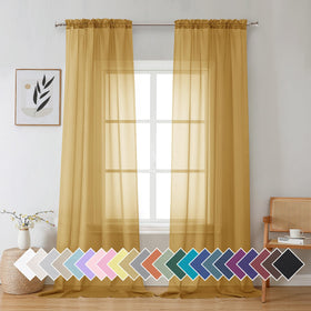 Airy Sheer Voile Curtains Set for Living Room & Bedroom
