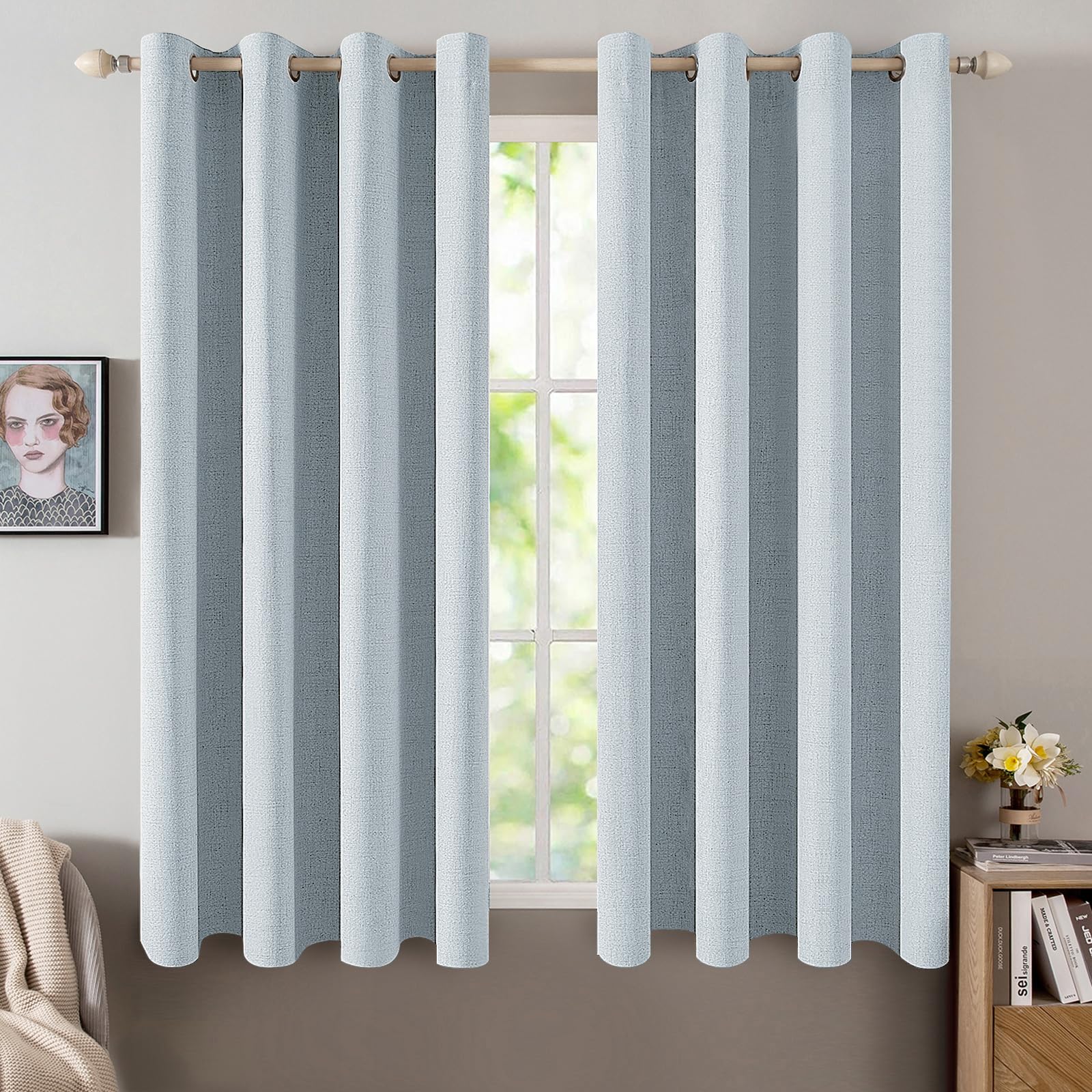 100% Blackout Linen Curtains for Bedroom & Living Room