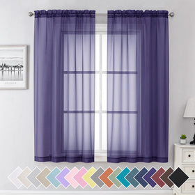 Airy Sheer Voile Curtains Set for Living Room & Bedroom