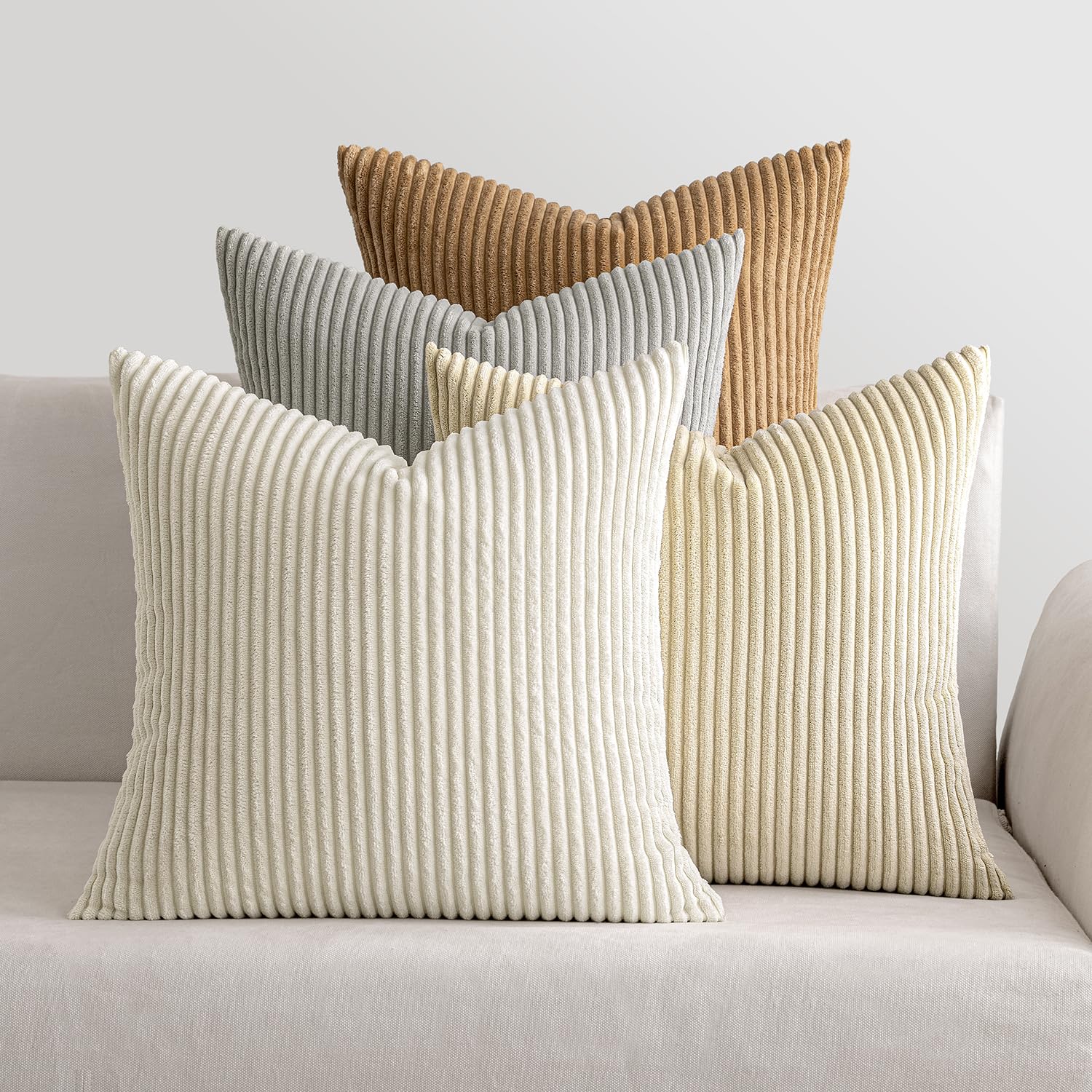 Boho Corduroy Throw Pillow Covers Set of 4