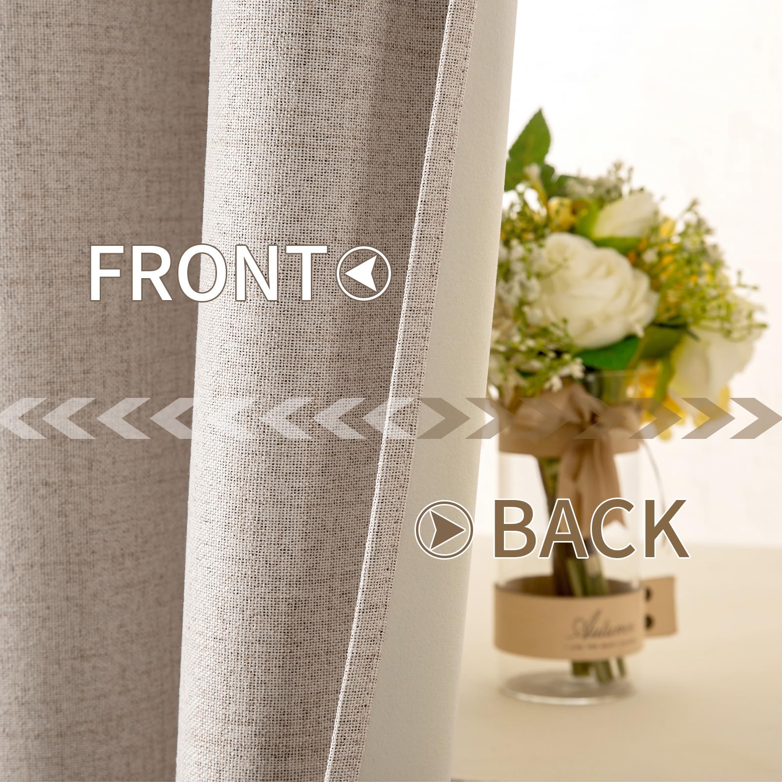 100% Blackout Linen Curtains for Bedroom & Living Room