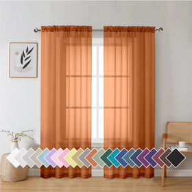 Airy Sheer Voile Curtains Set for Living Room & Bedroom