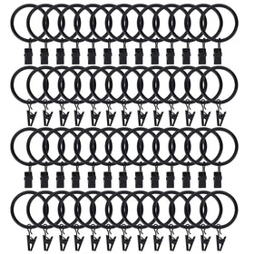 Curtain Rings with Clips Hooks, Drapery Rings Stainless Steel Metal Curtain Hangers Clips