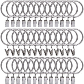 Curtain Rings with Clips Hooks, Drapery Rings Stainless Steel Metal Curtain Hangers Clips