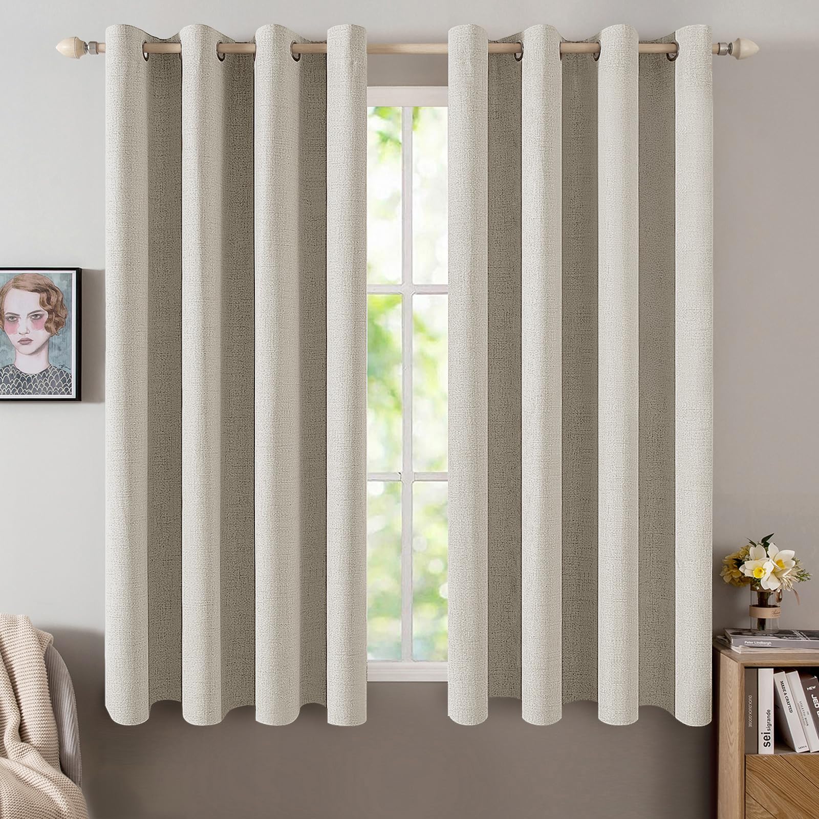 100% Blackout Linen Curtains for Bedroom & Living Room