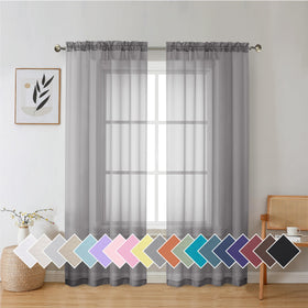 Airy Sheer Voile Curtains Set for Living Room & Bedroom