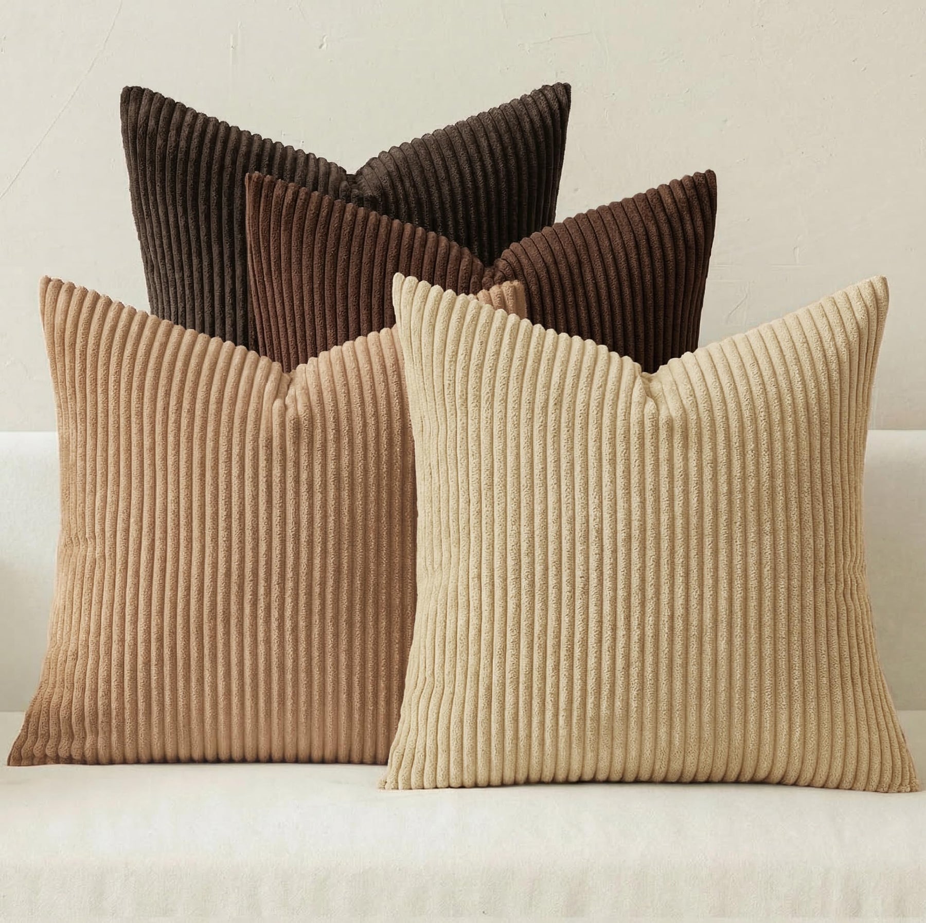 Boho Corduroy Throw Pillow Covers Set of 4