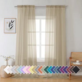 Airy Sheer Voile Curtains Set for Living Room & Bedroom