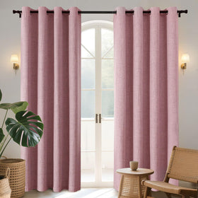 Joydeco 52 Inch Wide Bedroom 100% Faxu Linen Textured Privacy Curtains