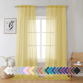 Airy Sheer Voile Curtains Set for Living Room & Bedroom