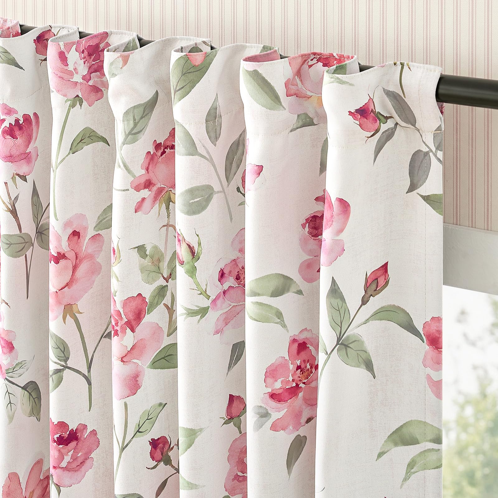 Boho Floral Room Darkening Linen Curtains