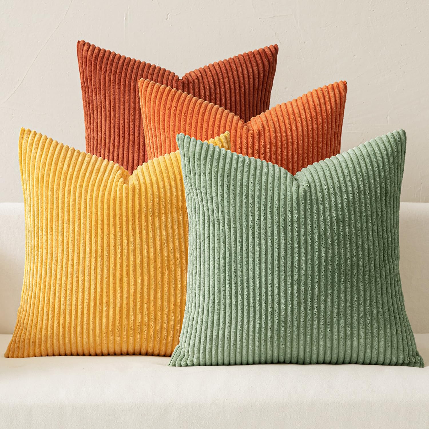 Boho Corduroy Throw Pillow Covers Set of 4