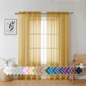 Airy Sheer Voile Curtains Set for Living Room & Bedroom