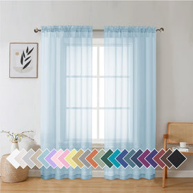 Airy Sheer Voile Curtains Set for Living Room & Bedroom