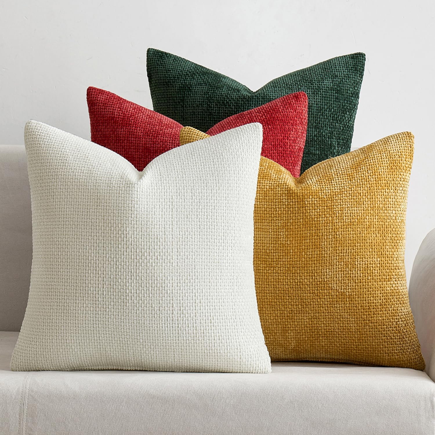 Chenille Throw Pillow Covers Set of 4