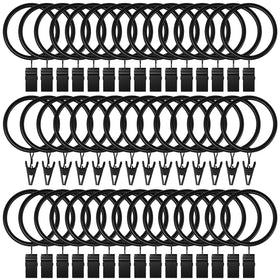 Curtain Rings with Clips Hooks, Drapery Rings Stainless Steel Metal Curtain Hangers Clips