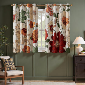 Boho Floral Room Darkening Linen Curtains