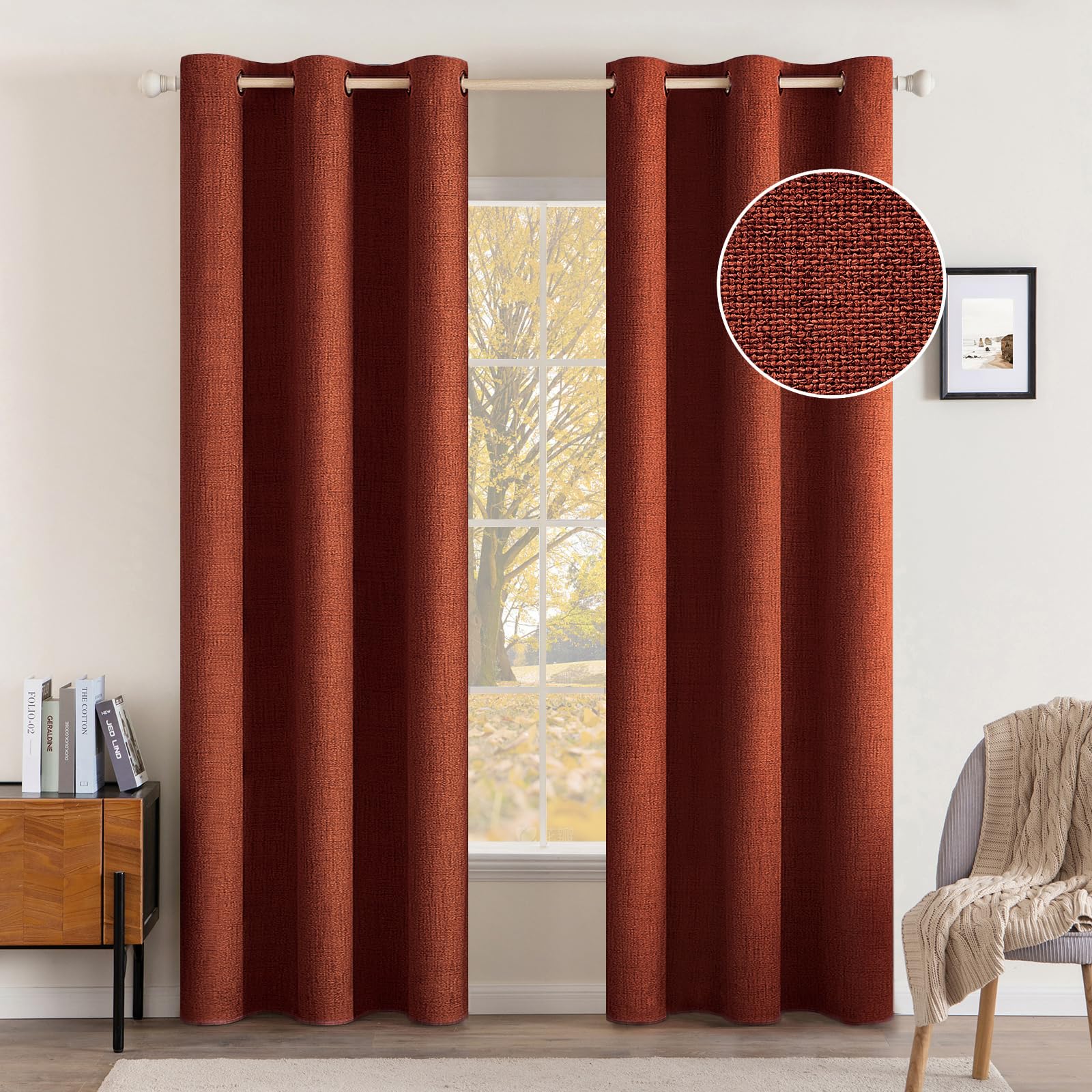 100% Blackout Linen Curtains for Bedroom & Living Room