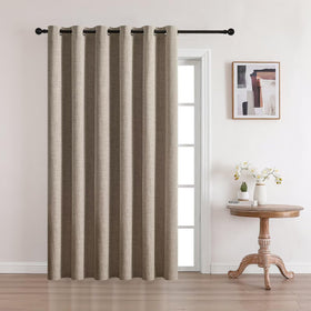 Full Blackout Faux Linen Grommet Curtains