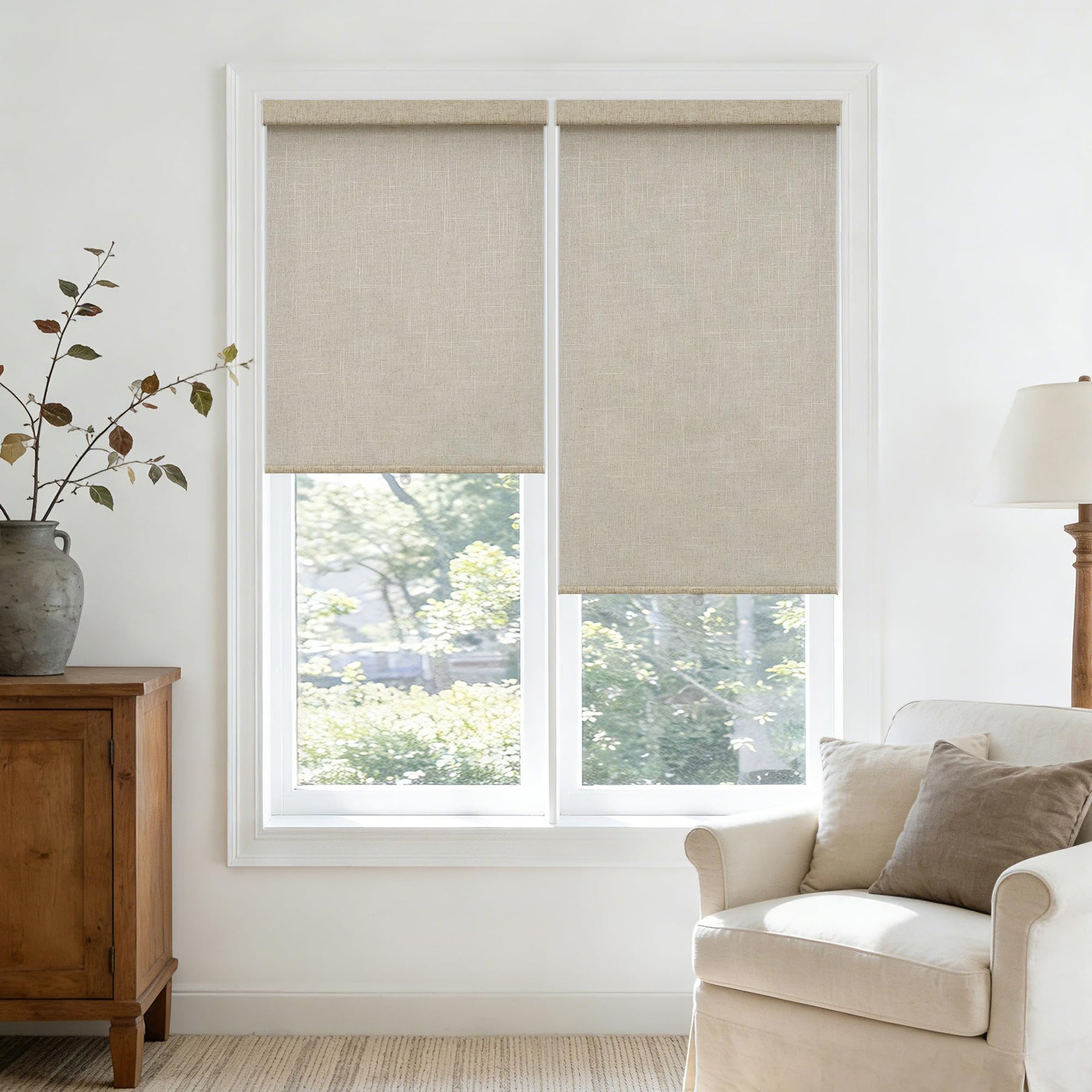Cordless Light Filtering Roller Shades for Windows