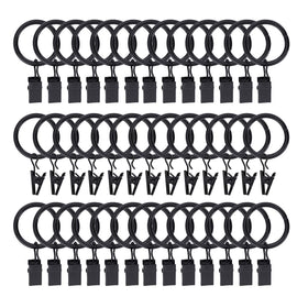 Curtain Rings with Clips Hooks, Drapery Rings Stainless Steel Metal Curtain Hangers Clips