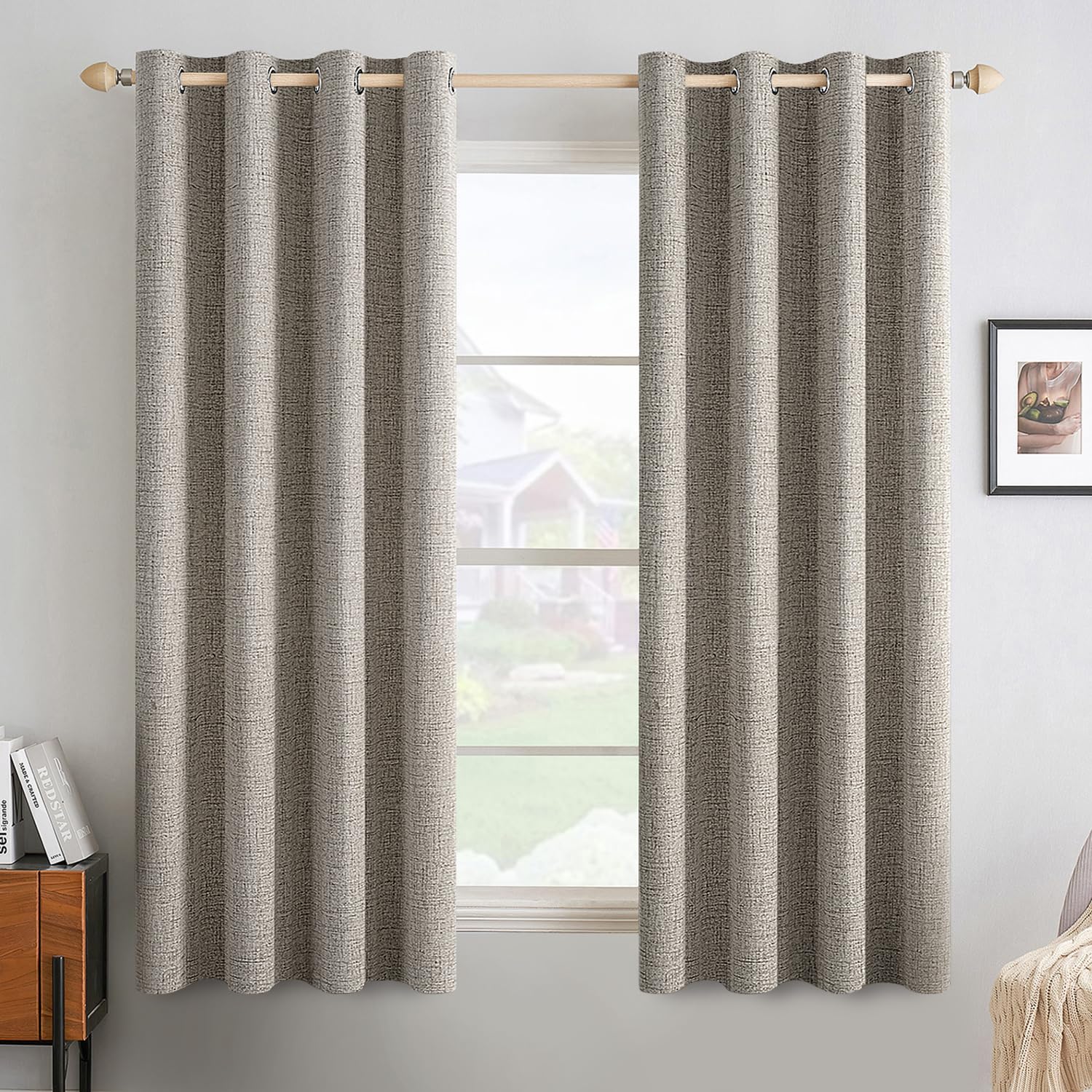 100% Blackout Linen Curtains for Bedroom & Living Room