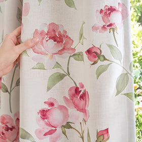 Boho Floral Room Darkening Linen Curtains