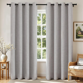 Joydeco 52 Inch Wide Bedroom 100% Faxu Linen Textured Privacy Curtains