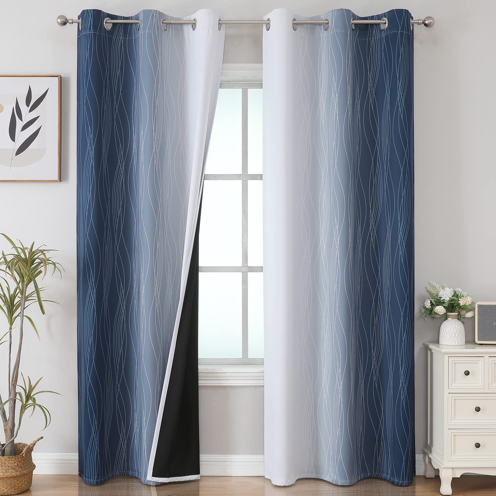 Estelar Textiler Ombre Blackout Curtains for Bedroom 2 Panels Set
