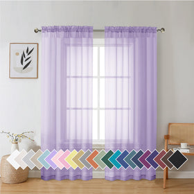 Airy Sheer Voile Curtains Set for Living Room & Bedroom