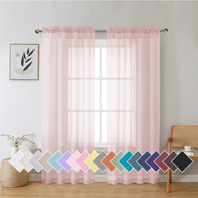 Airy Sheer Voile Curtains Set for Living Room & Bedroom