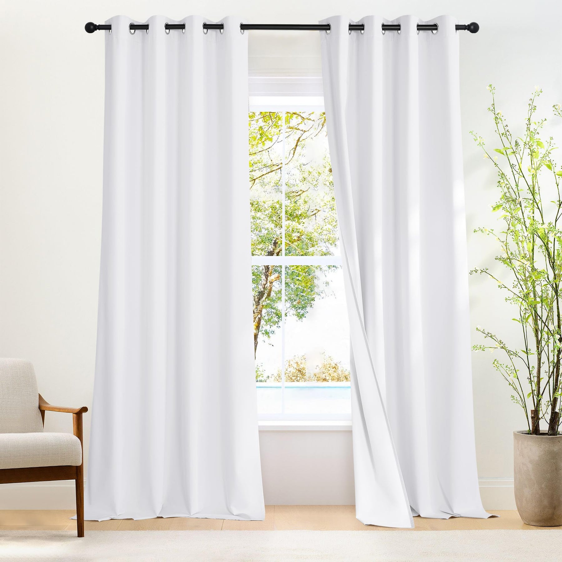 Grommet Blackout Curtains Set for Windows