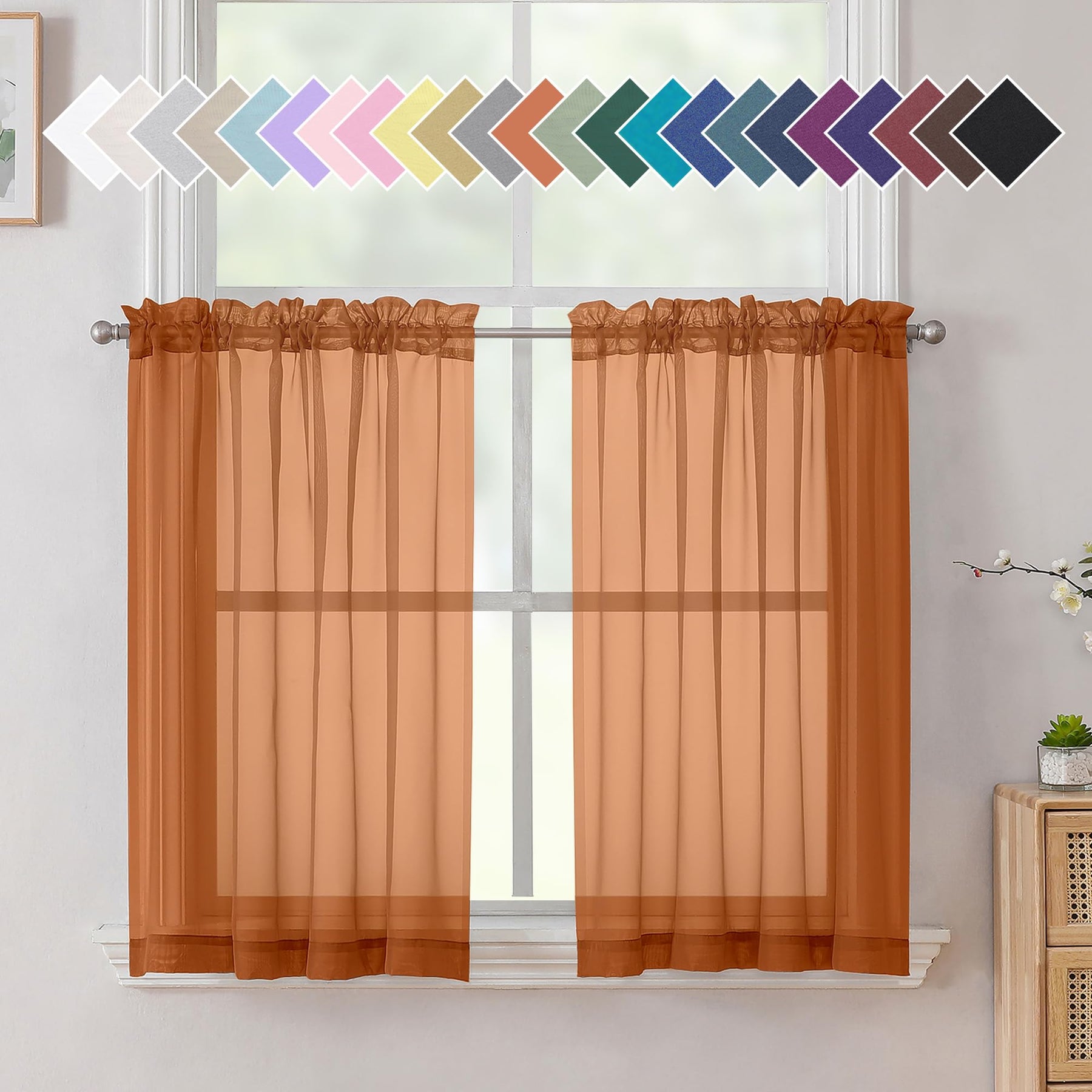 Airy Sheer Voile Curtains Set for Living Room & Bedroom