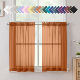 Airy Sheer Voile Curtains Set for Living Room & Bedroom
