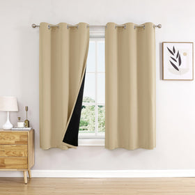 100% Blackout Thermal Insulated Grommet Curtains Set