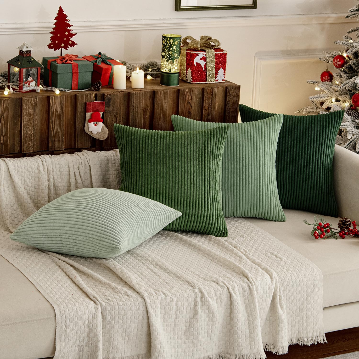 Boho Corduroy Throw Pillow Covers Set of 4