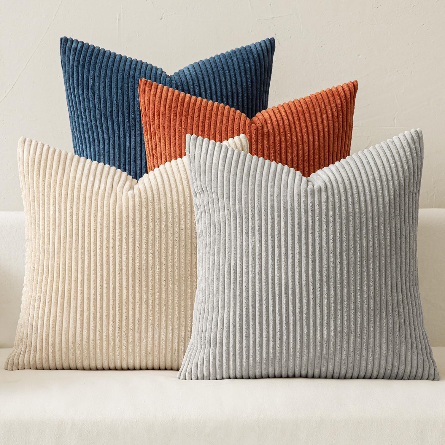 Boho Corduroy Throw Pillow Covers Set of 4