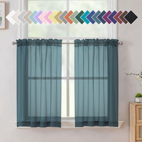 Airy Sheer Voile Curtains Set for Living Room & Bedroom