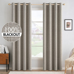 100% Blackout Linen Curtains for Bedroom & Living Room