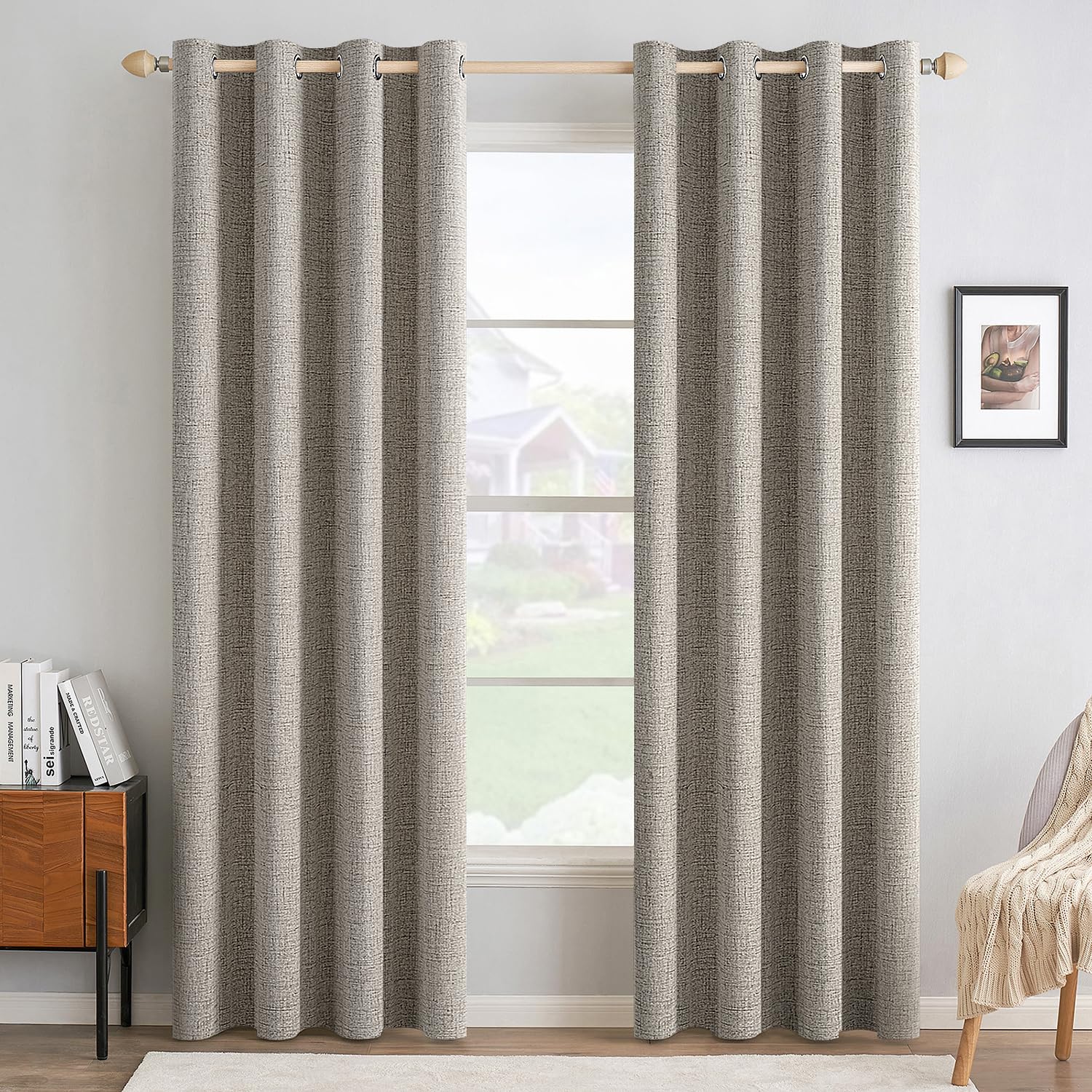 100% Blackout Linen Curtains for Bedroom & Living Room