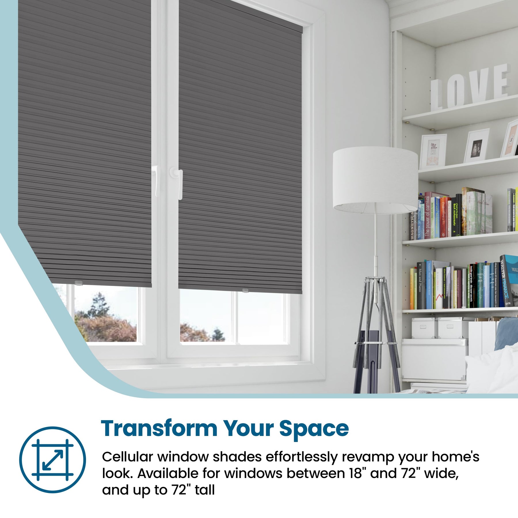 BlindsAvenue Cellular Honeycomb Cordless Shade, 9/16" Single Cell, Blackout