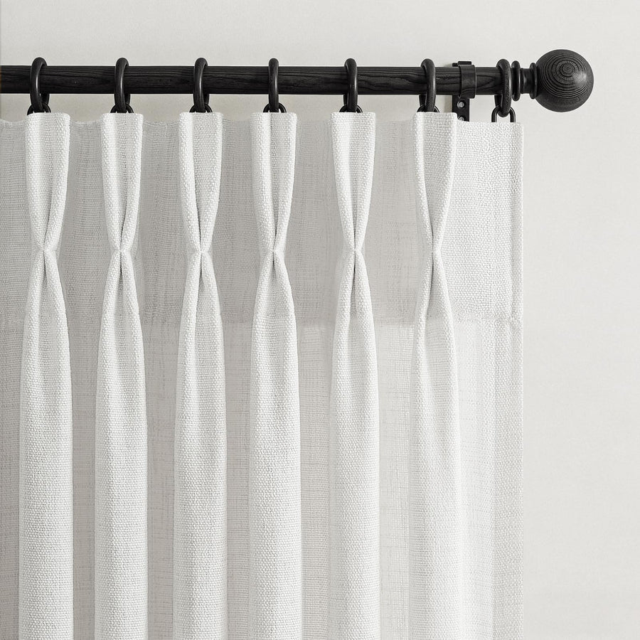 LuxuNap Pinch Pleated Linen Light Filtering Semi Sheer Curtains 2 Panels Set