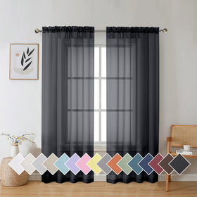 Airy Sheer Voile Curtains Set for Living Room & Bedroom
