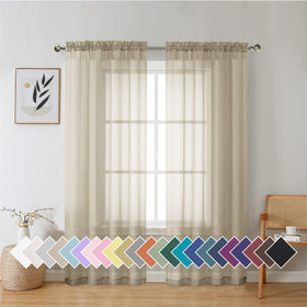 Airy Sheer Voile Curtains Set for Living Room & Bedroom