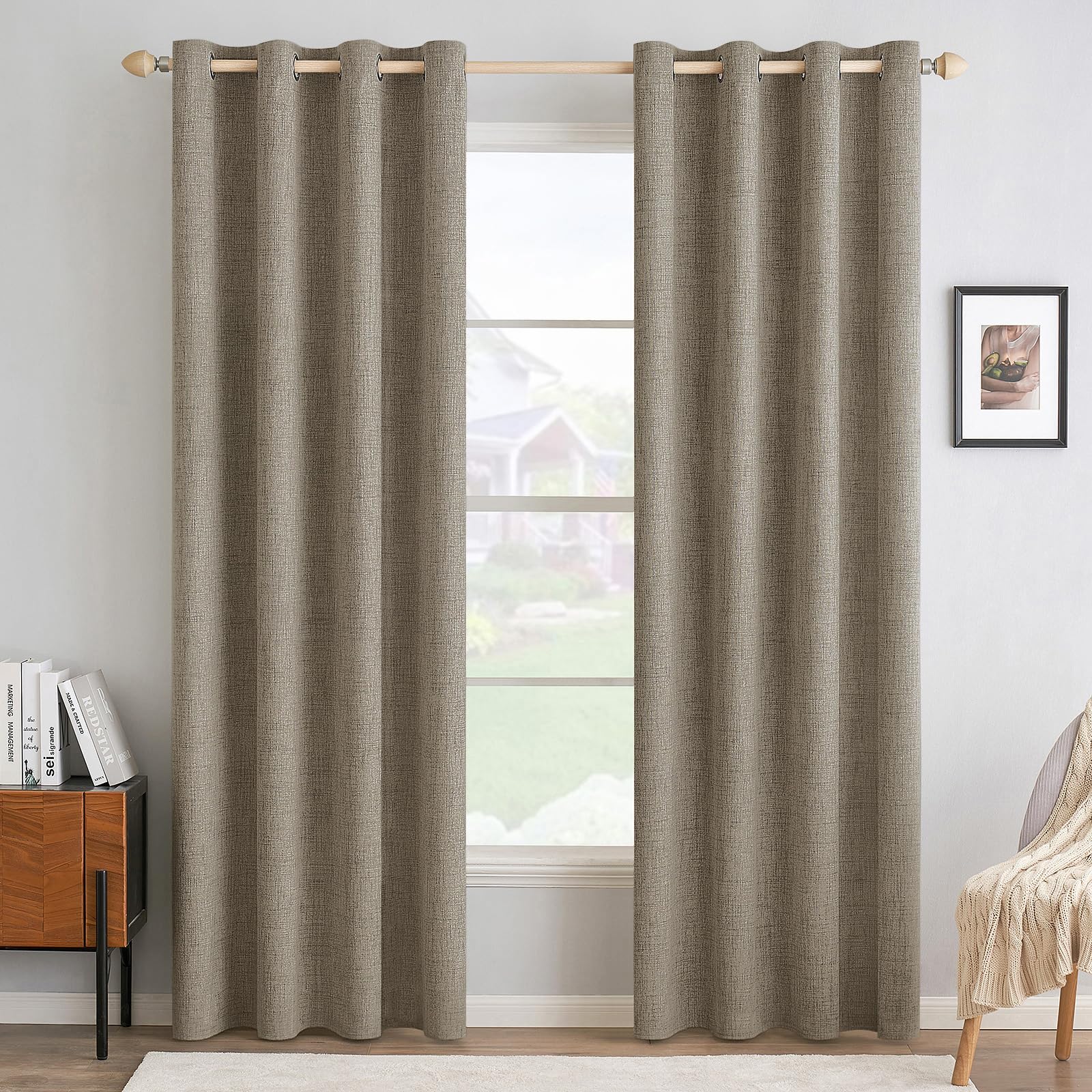 100% Blackout Linen Curtains for Bedroom & Living Room