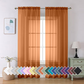 Airy Sheer Voile Curtains Set for Living Room & Bedroom