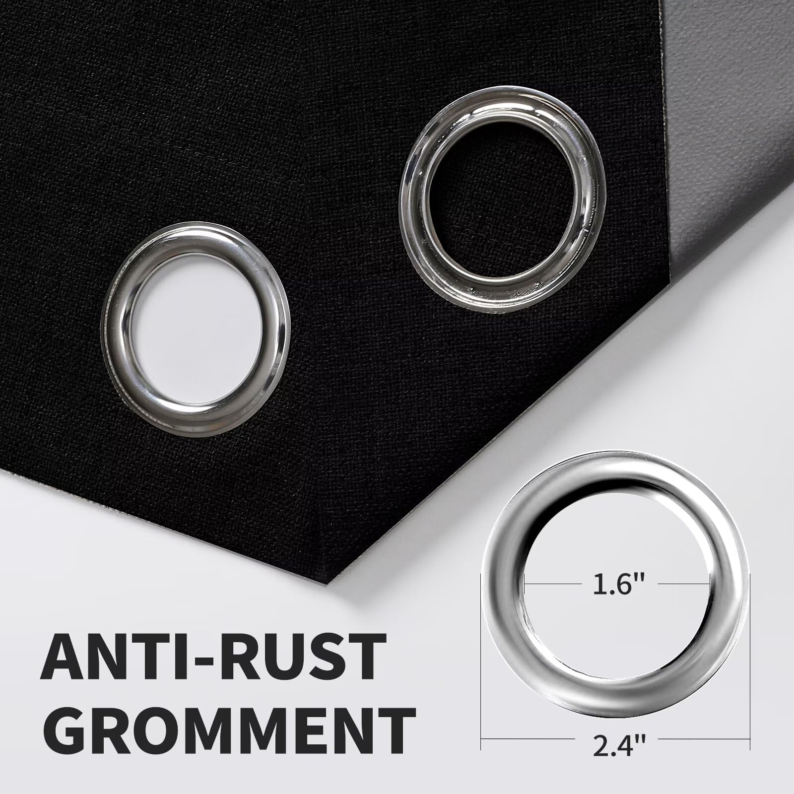 Full Blackout Faux Linen Grommet Curtains